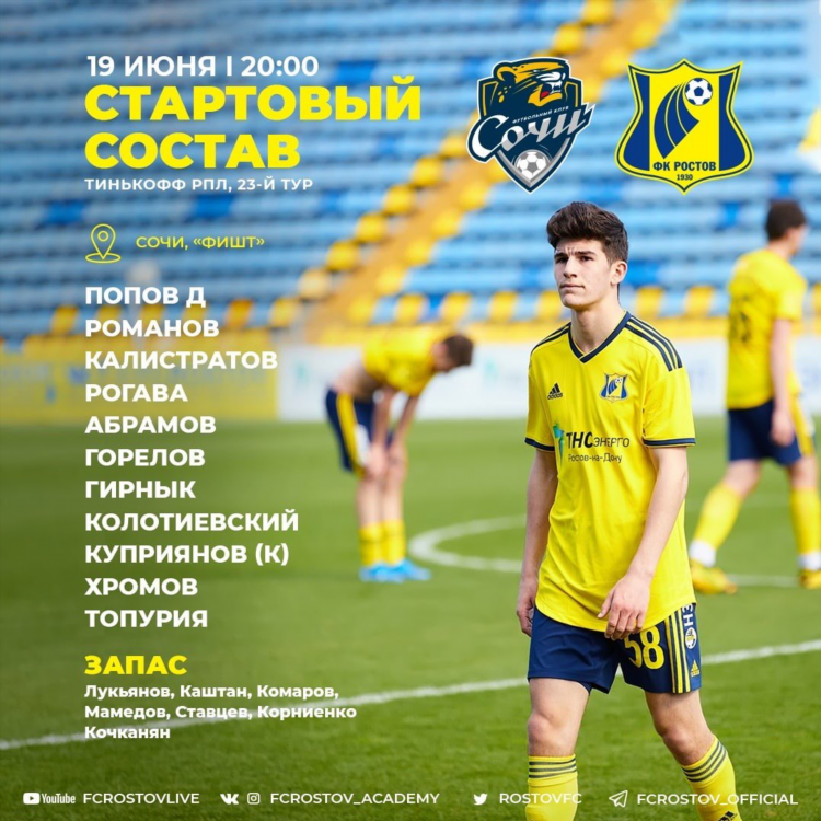 Фк ростов расписание
